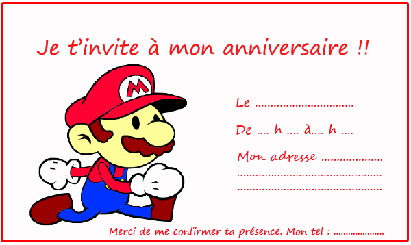 carte d'invitation anniversaire disney