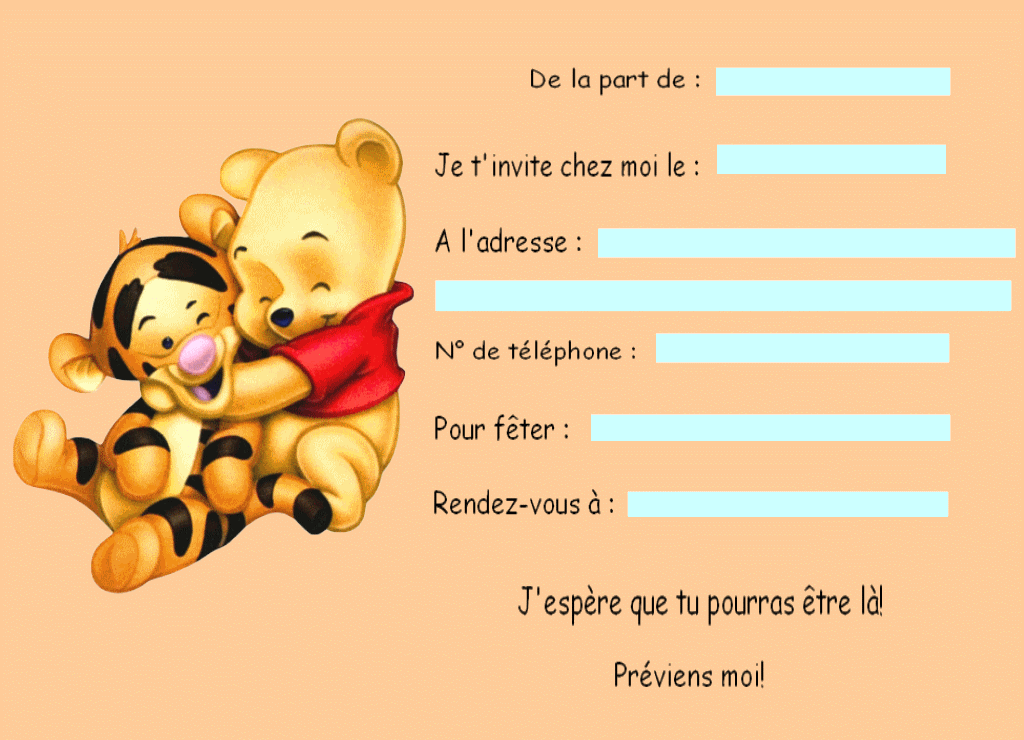 carte anniversaire winnie ourson a imprimer