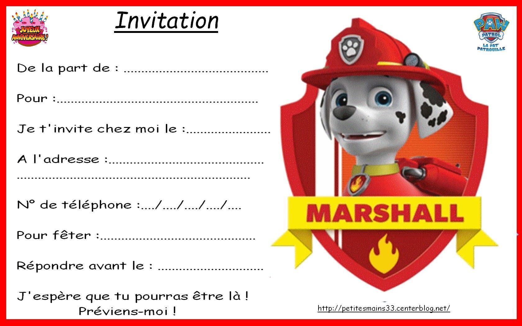 carte invitation pat patrouille